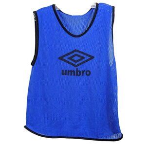 Vintage 90s Umbro Jersey Top Youth Large Blue Sleeveless Logo Perforated Logo
